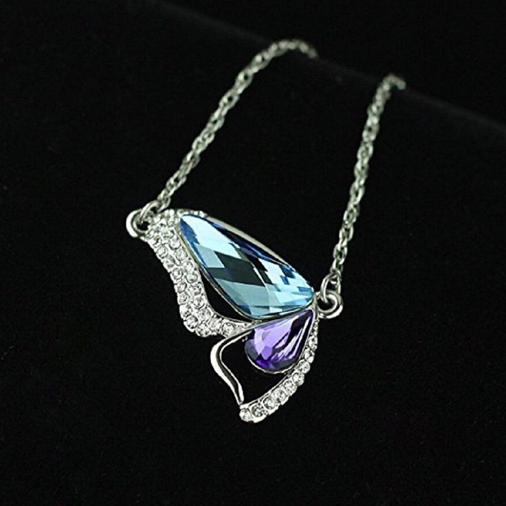 ❤️4 for $20 Sale❤️Aquamarine Butterfly Necklace - Picture 2 of 4